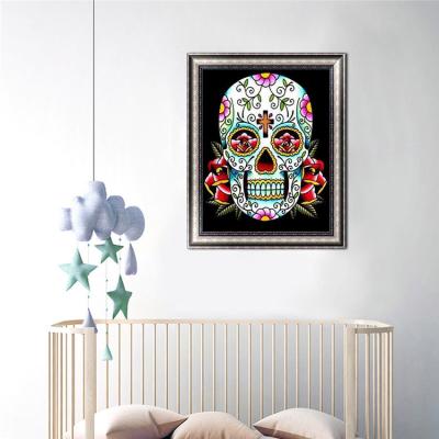 China Custom Modern Wall Art Painting Skullhead Magic Round Diamond Dotz Environmental Materials Factory For Living Room for sale