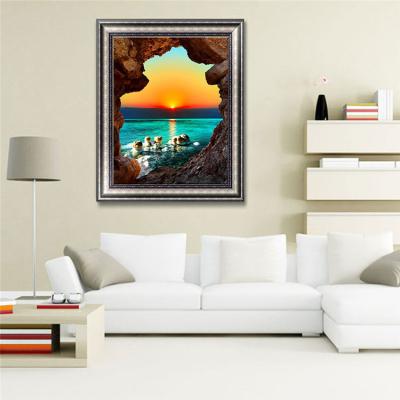 China Environmental Materials Wholesale Modern Wall Decoration Seascape Canvas Print Diamond Dotz Artwork For Home for sale