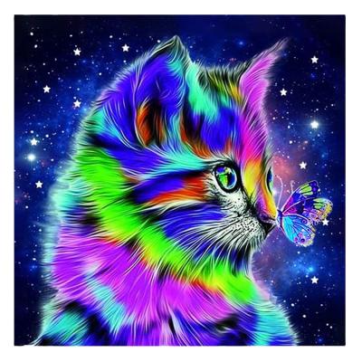 China Modern Stunning Bright 5D Diy Cat Diamond Painting Colorful Rhinestones Embroidery Kits For Home Decoration for sale