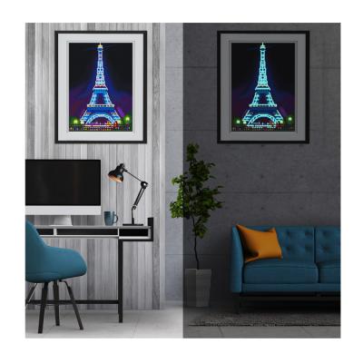 China Night Diamond Painting of Eiffel Tower 5D DIY Diamond Painting Luminous Glow In of decoration for living room for sale