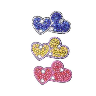 China 5D DIY Hair Clips Shape Big Pretty Diamond Diy 3D Crystal Beads Painted Heart Shape Hair Clips For Girls for sale