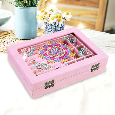 China New Jewelry Ring Earring Bracelet Decoration Box 5D Hand Painted Diy Diamond Painting Jewelery Storage Box for sale