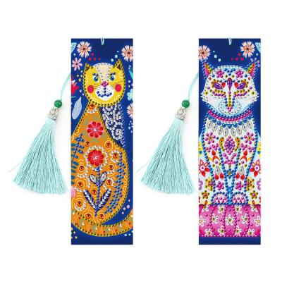 China Modern Cartoon Cat Special Shaped Diamond Art Embroidery Cross Stitch Leather Tassel Landmark for sale