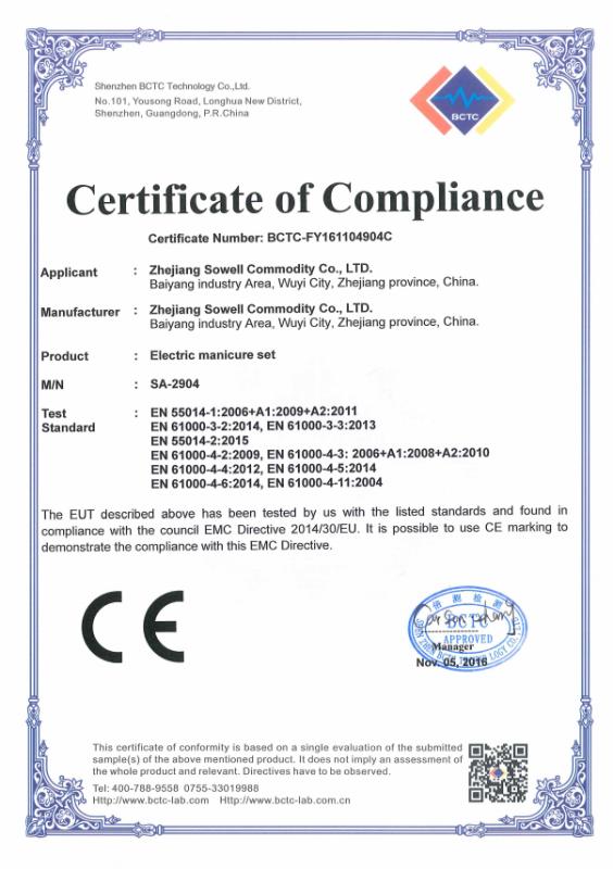 CE - Zhejiang Sowell Commodity Co., Ltd.