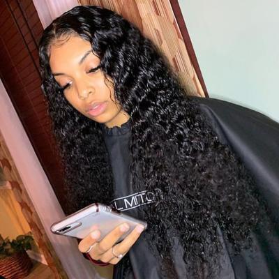 China Deep Curly 150% Density Sheer 13x4 Lace Front Wigs Deep Curly Human Hair Swiss Lace For Black Women for sale