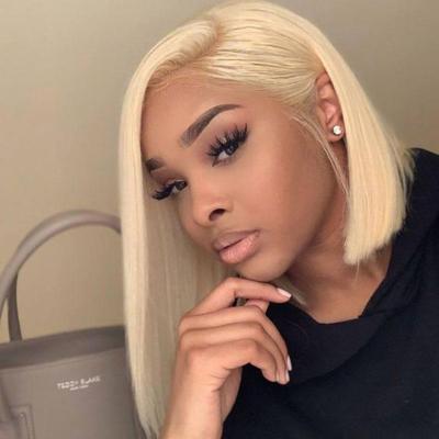 China Silky Straight Blonde #613 Human Hair 13x4 Density 130% Density Bob Lace Front Wigs Human Lace Front Wigs For Black Women for sale