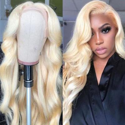 China #613 Bob #613 Lace Front Human Hair Blonde Body Wave Wigs Transparent Pre Plucked Hairline for sale