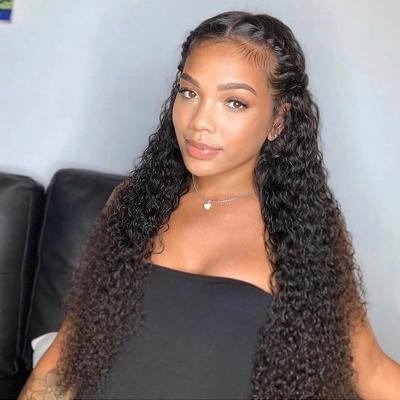 China Colored Women 100% Jerry Curl Curly Malaysian Lace Front Wigs Human Hair Remy Hair Lace Wigs For Pre Plucked Hairline for sale