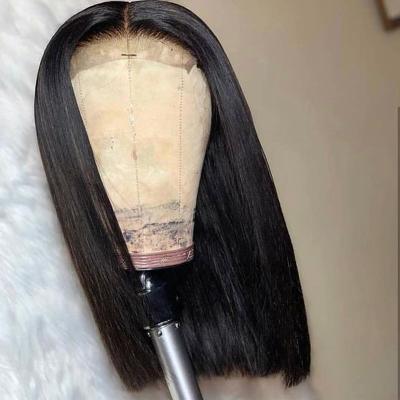 China Bob Raw Indian Bob Lace Front Wigs Human Hair Cuticle Align Straight Hair Lace Wigs For Black Women With Baby Hair for sale