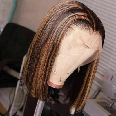 China Bob Bob Style Top Quality Colored Lace Front Wigs Human Hair Cuticle Aligned Hair Lace Wigs For Black Women for sale