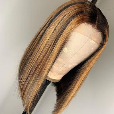 China Lace Front Wigs Human Hair Cuticle Bob Style Top Quality Colored lined piano color wigs luxury mixed color for sale