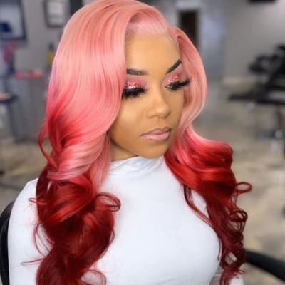 China Lace Front Pink Lace Front Bob Wigs Colored Wigs Human Hair for sale