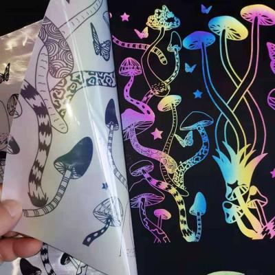 China Eco-fridendly Washable Custom Decal Stickers Silver Rainbow Reflective Heat Transfer Printing Label Vinyl High Light Reflective Heat Transfer Logo for sale