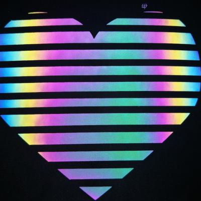 China Eco-fridendly Washable Custom Rainbow Foil Heat Transfer Sticker Logo Label Reflective Glitter Htv Reflective Vinyl for sale