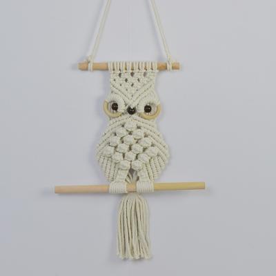 China Beautiful Decoraion Bohemian Cotton Rope Woven Owl Macrame Wall Hanging Tapestry Living Room And Bedroom Ornaments for sale