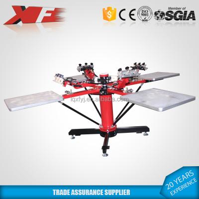 China Fabric Printer 4 Color 4 Station Screen Printing Press For Sale for sale