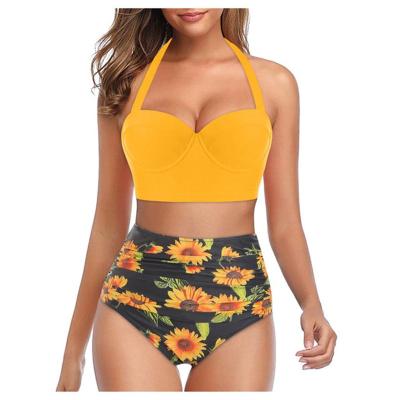 China Breathable Women Swimsuit Wetsuit Swimming Suit Bikini Set Swimwear Swim High Waist Thong Beach Swimwear R1287 for sale