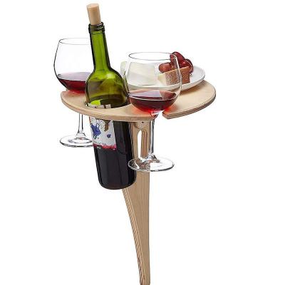 China Mini Wooden Desktop Table Easy Carry Outdoor Picnic Wine Table Folding Table Carry Wine Rack Portable Beach for sale