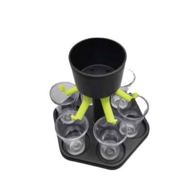 China Eco-Friendly Beer Beverage Dispenser 6 Shot Glass Dispenser Shot Rack Buddy Wine Cocktail Fast Fill Tool Bar Accessories Liquor Dispenser for sale