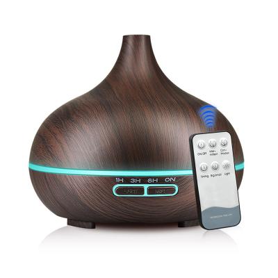 China 500ml Hotel Essential Oil Diffuser Air Humidifier Aromatherapy Wood Grain Aroma Diffuser With Remote Control for sale