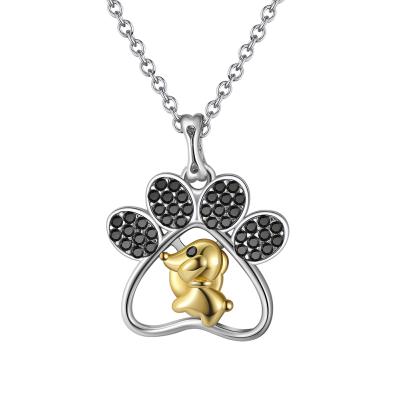 China High Quality RINNTIN EQN30 Fashion Women Jewelry Gift Trendy Cute Paw 925 Sterling Silver Pendant Dog Necklaces for sale