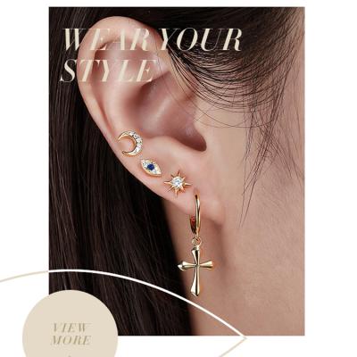 China CLASSIC RINNTIN IMITATE simple design gold plated jewelry wholesale 925 sterling silver earrings set women for sale