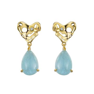 China RINNTIN GME05 925 Sterling Silver Pear Shape Earrings Genuine Natural Natural Blue Green Romantic Gemstone Jewelry Earring For Women for sale