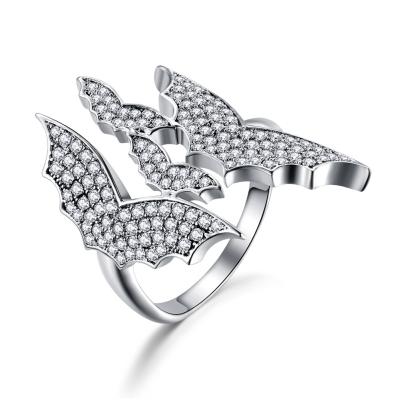 China RINNTIN OR164 Fashion Jewelry TRENDY Designer Wings Rings Brass With Rhodium Plated Zircon Wholesale Ring For Women for sale