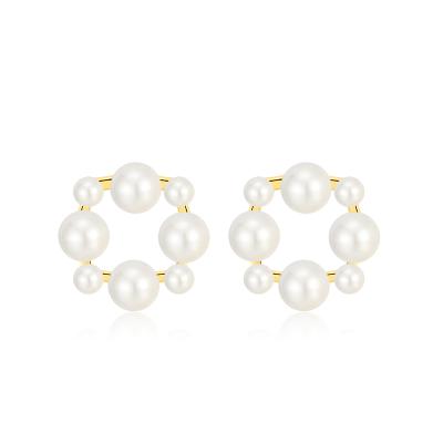 China RINNTIN SE212 Newest CLASSIC Exquisite Jewelry 100% S925 Simulated Pearl Gold Stud Earrings For Women for sale