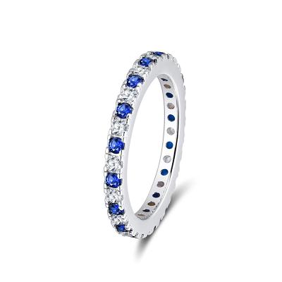 China RINNTIN SR187 Fashion CLASSIC Hot Sale Eternity Diamond Ring Full Round Cubic Zircon Silver Band Rings for sale