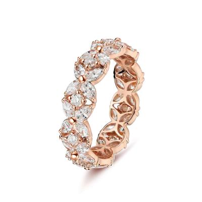 China RINNTIN SR190 Rose Gold Plated 925 Sterling Silver Full Round CZ Romantic Band Ring For Women for sale