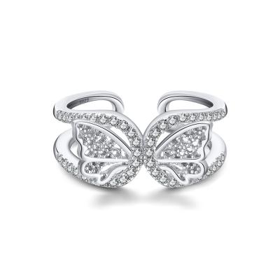 China RINNTIN Nickel Free SR254 Customized Designer Women Men Jewelry Wholesale 925 Sterling Silver Butterfly Rings for sale