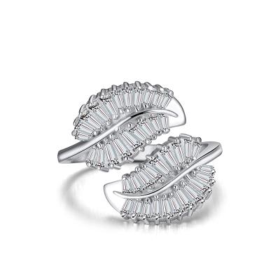 China RINNTIN SR233 FASHIONABLE Hot Selling Leaf Form Design 925 Sterling Silver Adjustable Rings for sale