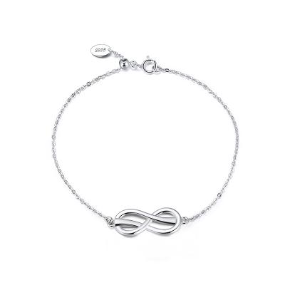 China RINNTIN SB84 Simple Design Romantic Infinity Jewelry Real 925 Sterling Silver Bracelet For Women for sale