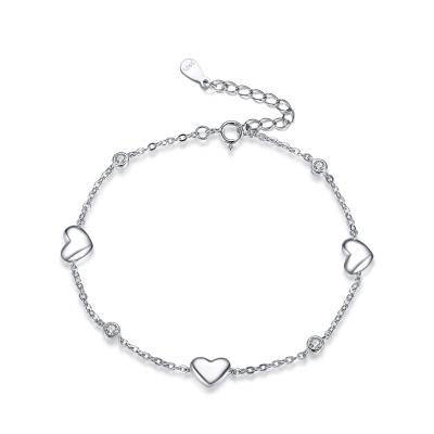 China RINNTIN SB02 CLASSIC Simple Design Real Sterling Silver Bracelet For Ladies Women Heart Bangle for sale