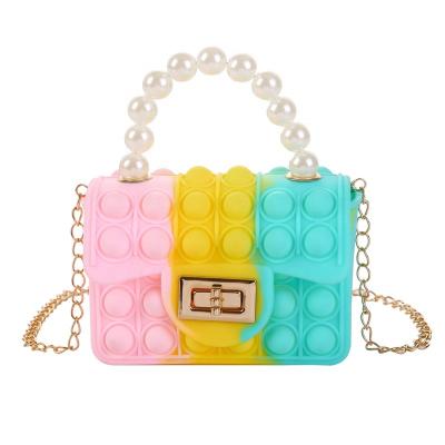 China Fashion Silicone Child Jelly Cross - Body Handbags Small Shoulder Pop Purse Bag With Strap for sale