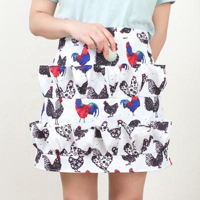 China Multi-pocket Chicken Egg Collecting Gathering Apron Rooster Printing Chicken Farm Unique Design Large Size S/M/L 12 Pockets for sale