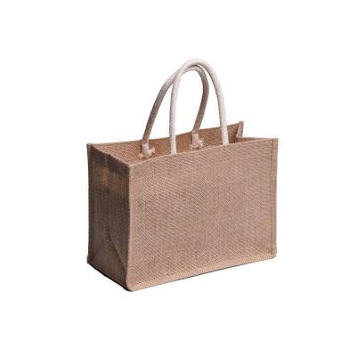 China Heavy Duty Reusable Handled Jute Tote Bags Grocery Shopping Bag for sale