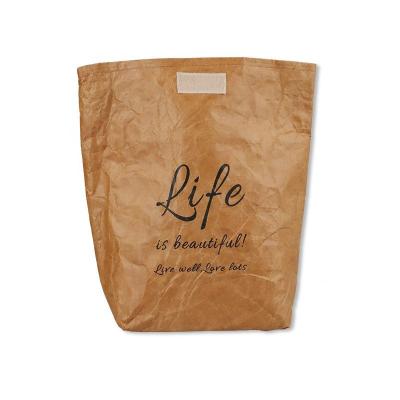 China Wholesale Reusable Washable Waterproof Insulated Brown Color Picnic Kraft Paper Cooler Bag for sale