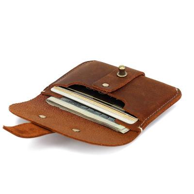 China Top Grain Vintage Genuine Leather Men's Pure Card Holder Wallets Waterproof for sale