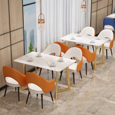 China Modern Wood Dining Furniture White Table Set 4 6 8 Chair Wood Marble Top Restaurant Table And Chair For Restaurants With Chairs for sale