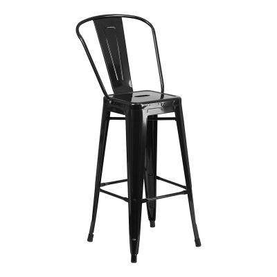 China Commercial Grade Modern Metal Stack Bistros Indoor And Outdoor Colorful Industrial Bar Stool for sale