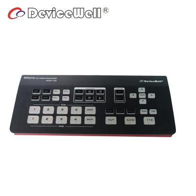 China DeviceWell HDS7105 Super Mini Switcher 4 HD-MI + 1 DP Inputs 5 Channel 1080P OBS Current HD IDS Video Switcher VS ATEM Mini Pro HDS7105 for sale