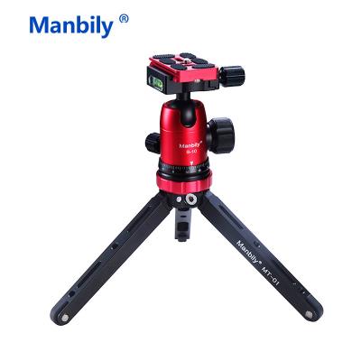 China Manbily MT-01 Mini Table Aluminum Digital Camera Tripod for Mirroless Mobile Phone Gorpo Compact Camera Shooting Tripod with Head /phoneSupport for sale