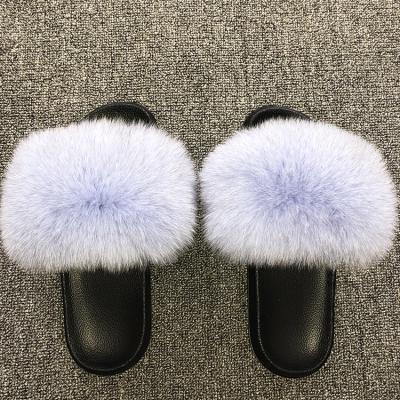 China 2021 Fashion Trend Women's Furry Slippers Home Custom Slides Blue Fur Slides Fur Slides Sandals Fur Slippers for sale