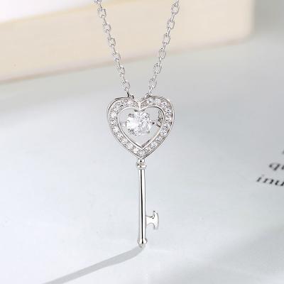 China Other Smart Heart Shaped Full Head Pendant New Fashion Rhinestone Trend Necklace Simple Bone Necklace for sale