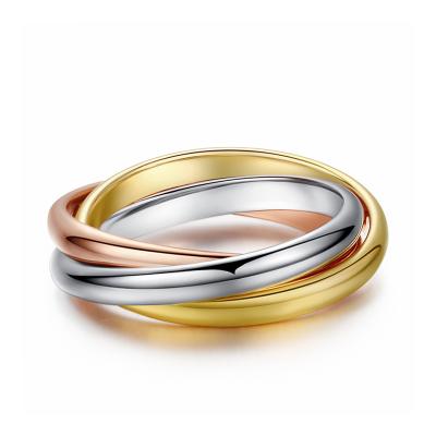 China New fashion women's jewelry career fashion ring personality three-color ring office/ring copper plated real gold ring for sale