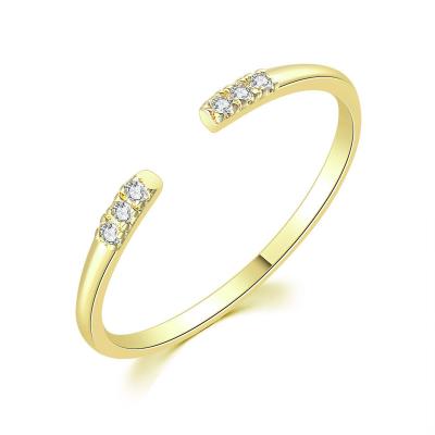 China New Women's Career Fashion Jewelry Carbink Ring Copper plating14KGold Open Ring Office / Ring for sale