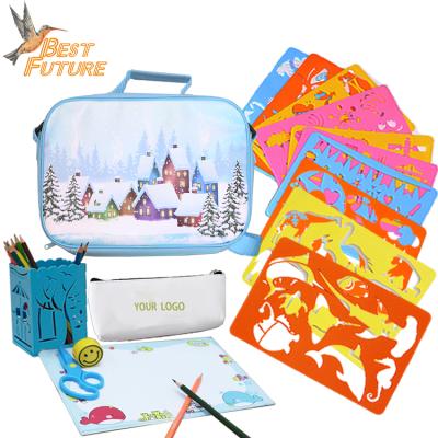 China Eco-friendly PP Plastic Stencil Custom Plastic Drawing Sets For Kids for sale