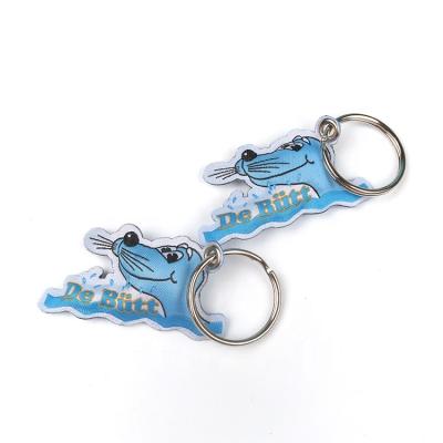 China Custom Souvenir Label Makers Metal Grommet Seal Animal Shapes Promotional Woven Keychains With Cotton Filling for sale